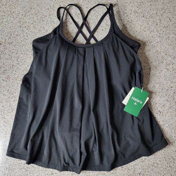 NWT Halara Double Strap Pleated Open Back Yoga Cami Top Built-in Sports Bra✨️M - Picture 1 of 16